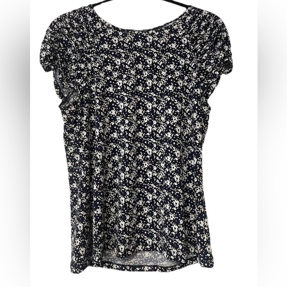 NWOT Tommy Hilfiger Navy Print Short Sleeved Top Size M - Picture 1 of 6